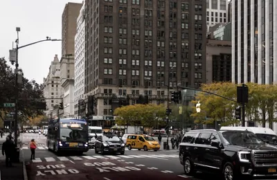 Busy New York City street traffic