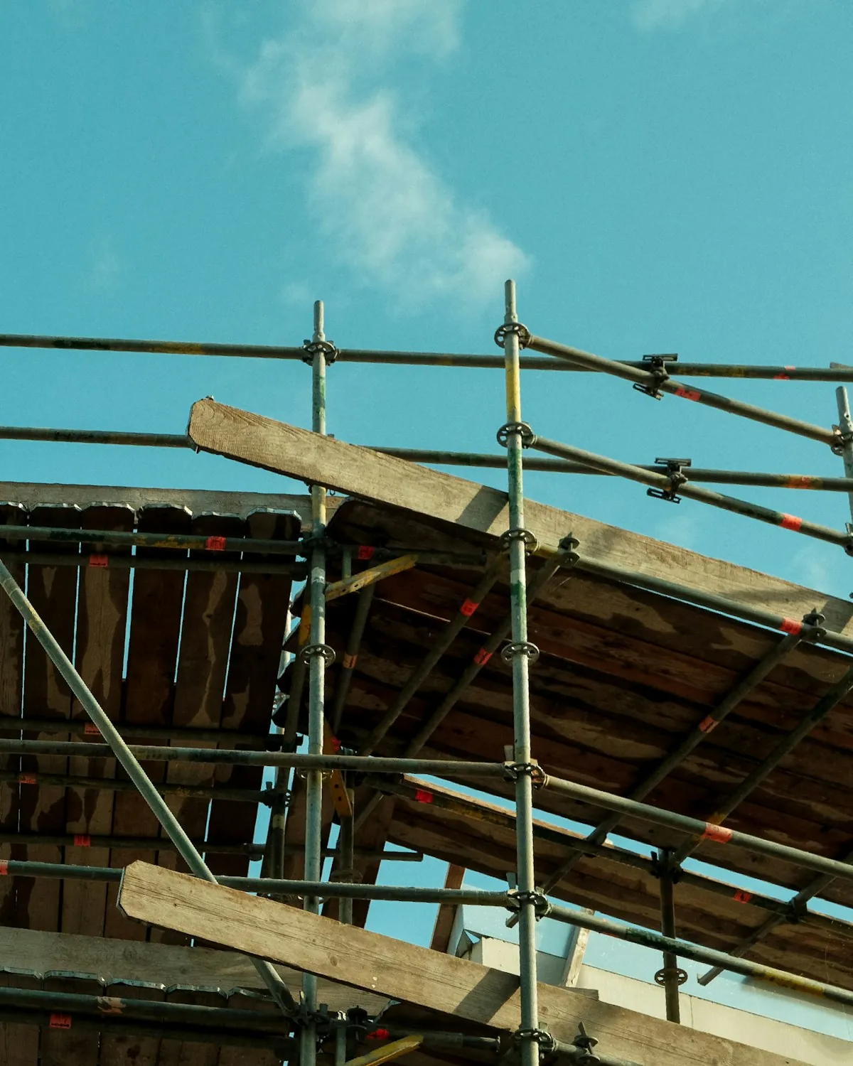 Building under construction with scaffolding